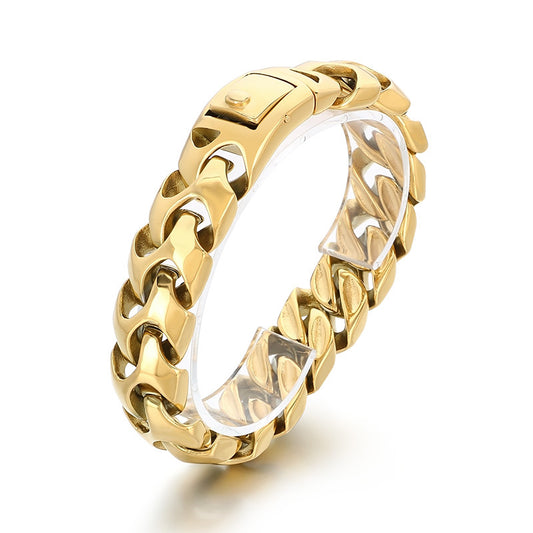 Planderful Square Snap Bracelet Titanium Steel For Men Punk