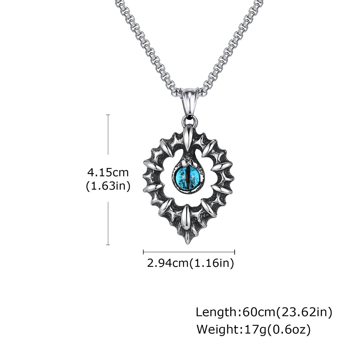 Men's – Stainless Steel Devil's Eye Pendant Necklace – Titanium Steel