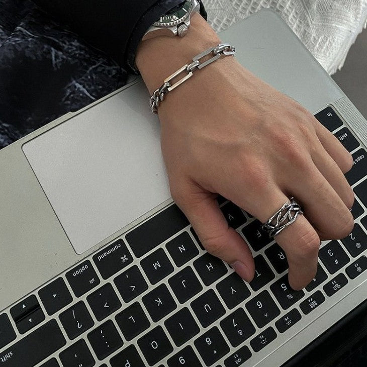 Planderful Jewelry Titanium Steel Bracelet Geometric Line Chain For Women Minimalist Everyday