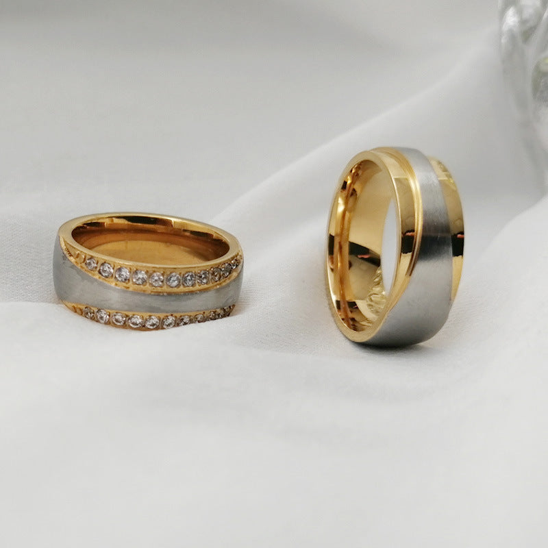 AliExpress Stainless Steel Couple Ring Micro Zircon Jewelry