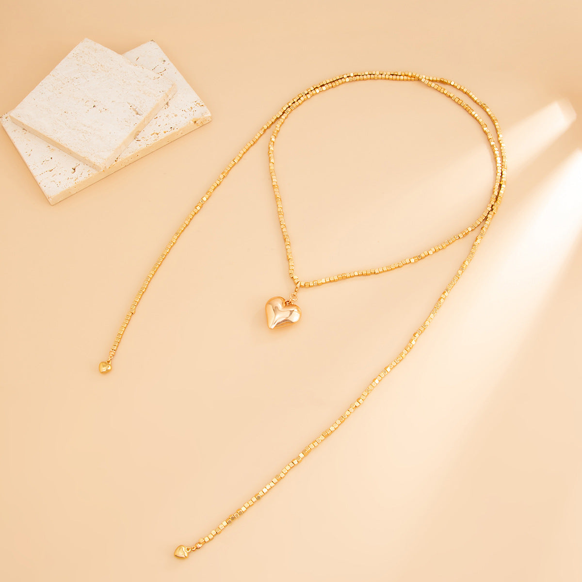 Special-Shaped Ccb Beaded Necklace Love-Shaped Fringed Y-Shaped Long Wrapped Neck Chain