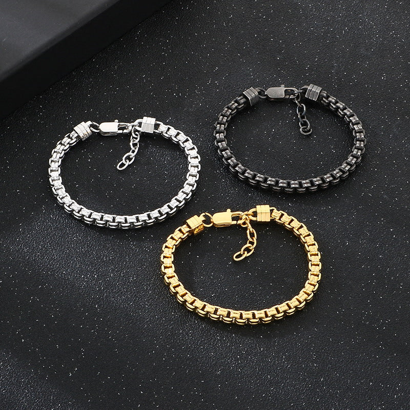 Stylish – Atmospheric Checkered Chain – Box Chain In Japan & South Korea Bracelet