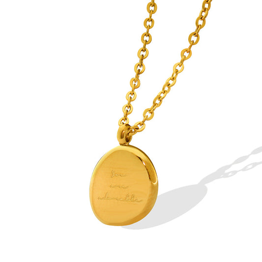 Neutral Irregular Oval Pendant Necklace with 18K Gold Plating