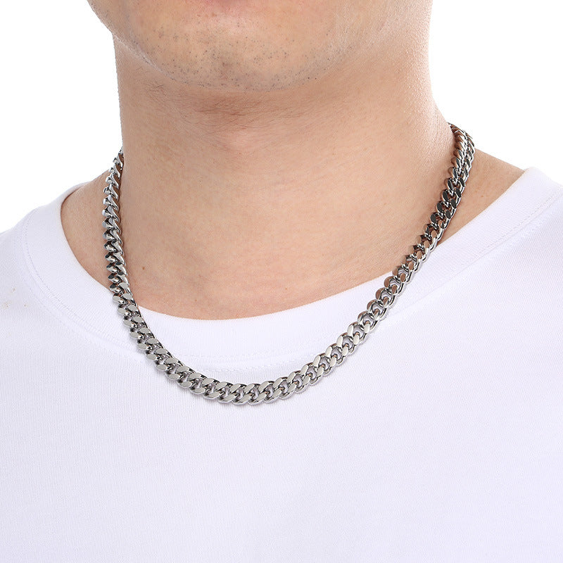 Eight Millimeter Cuban Chain Titanium Necklace For Men