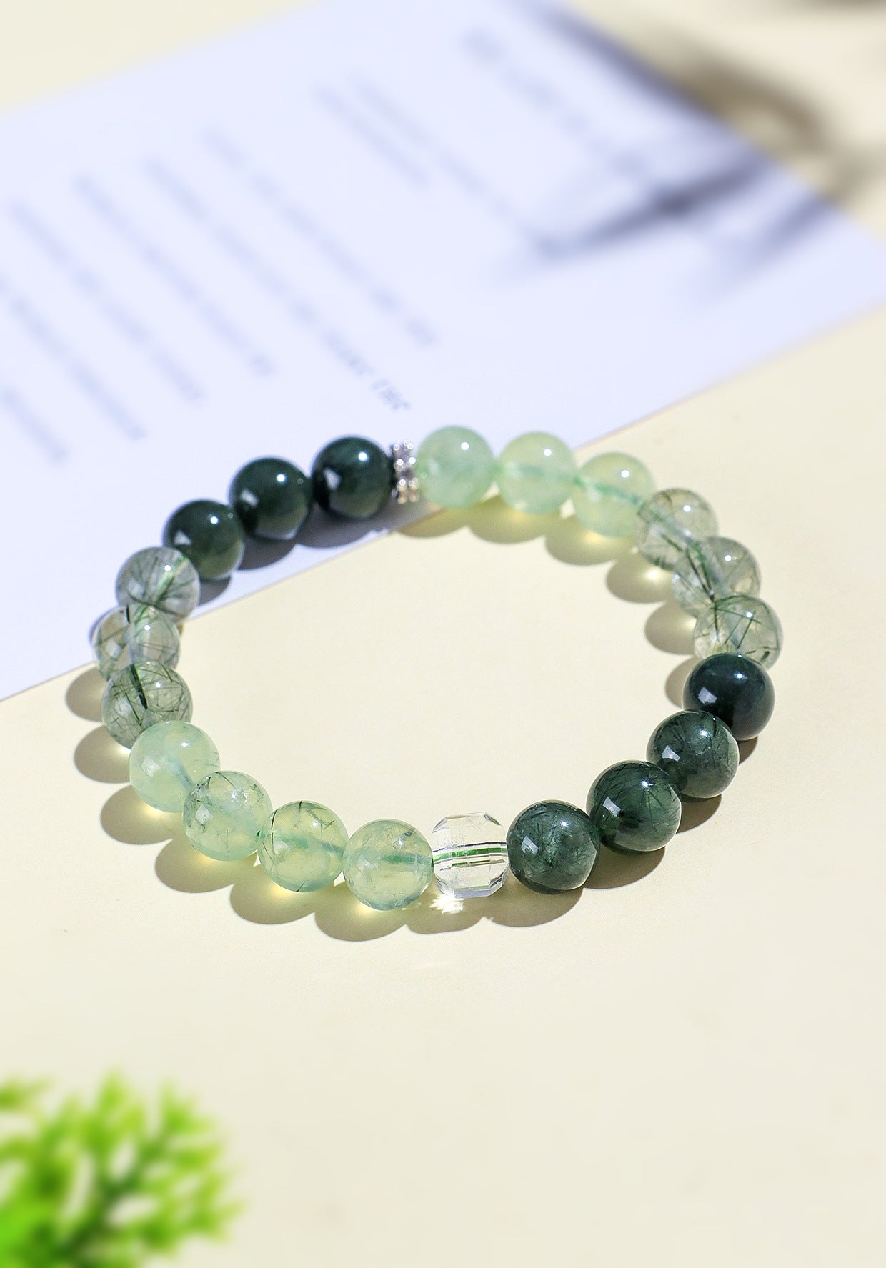 Planderful Fortune's Favor Bracelet – Premium Natural Green Hair Crystal