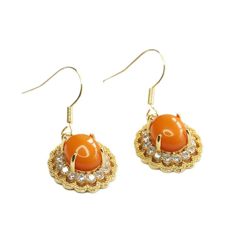 Beeswax Amber Lace Halo Drop Earrings