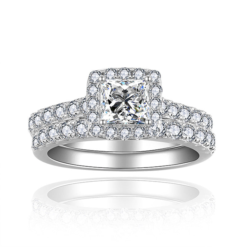 Amazon eBay Hot Sale Princess Square Moissanite Engagement Ring
