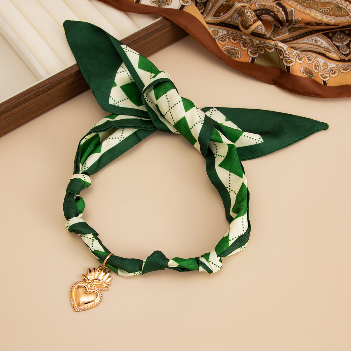 Knotted Ribbon Heart Pendant Necklace