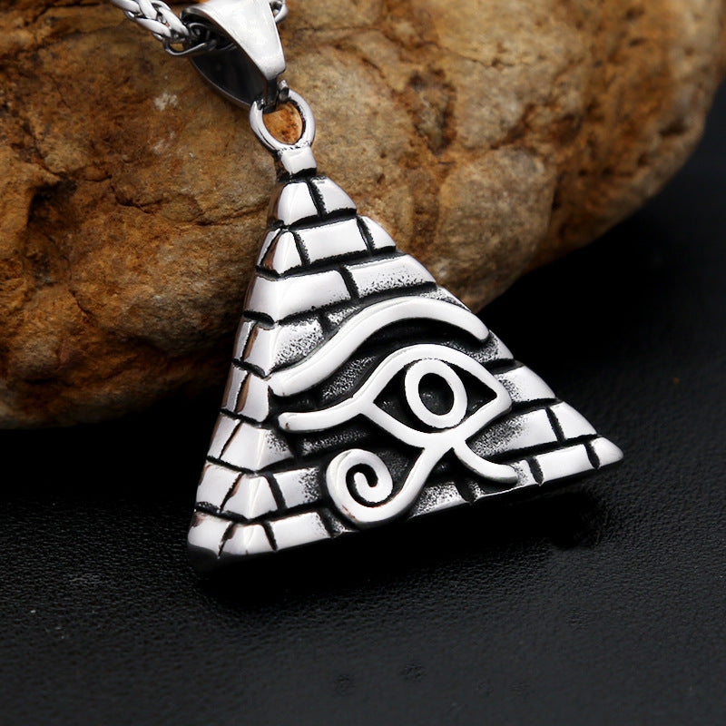 Eye of Horus Egyptian Stainless Steel Men's Pendant Necklace