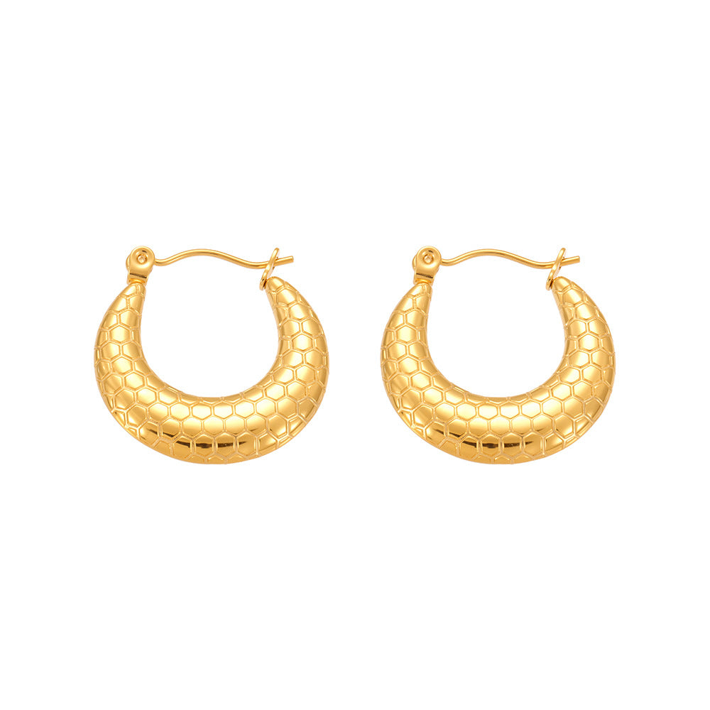 Planderful Fish Scale Circle Earrings 18K Plated Commuter
