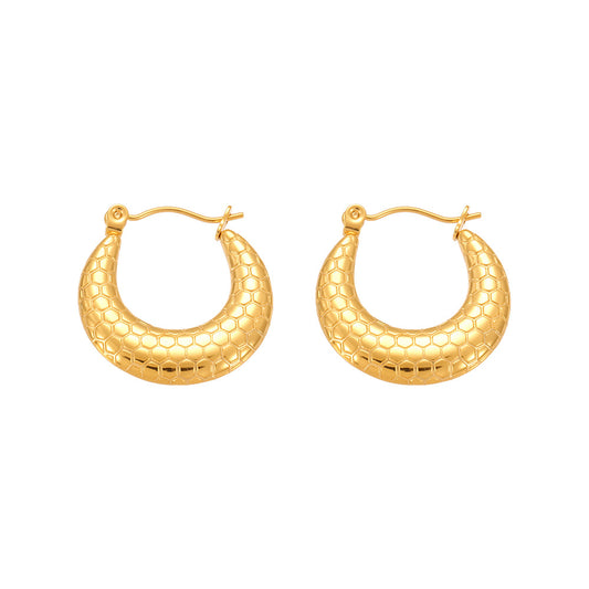 Planderful Fish Scale Circle Earrings 18K Plated Commuter