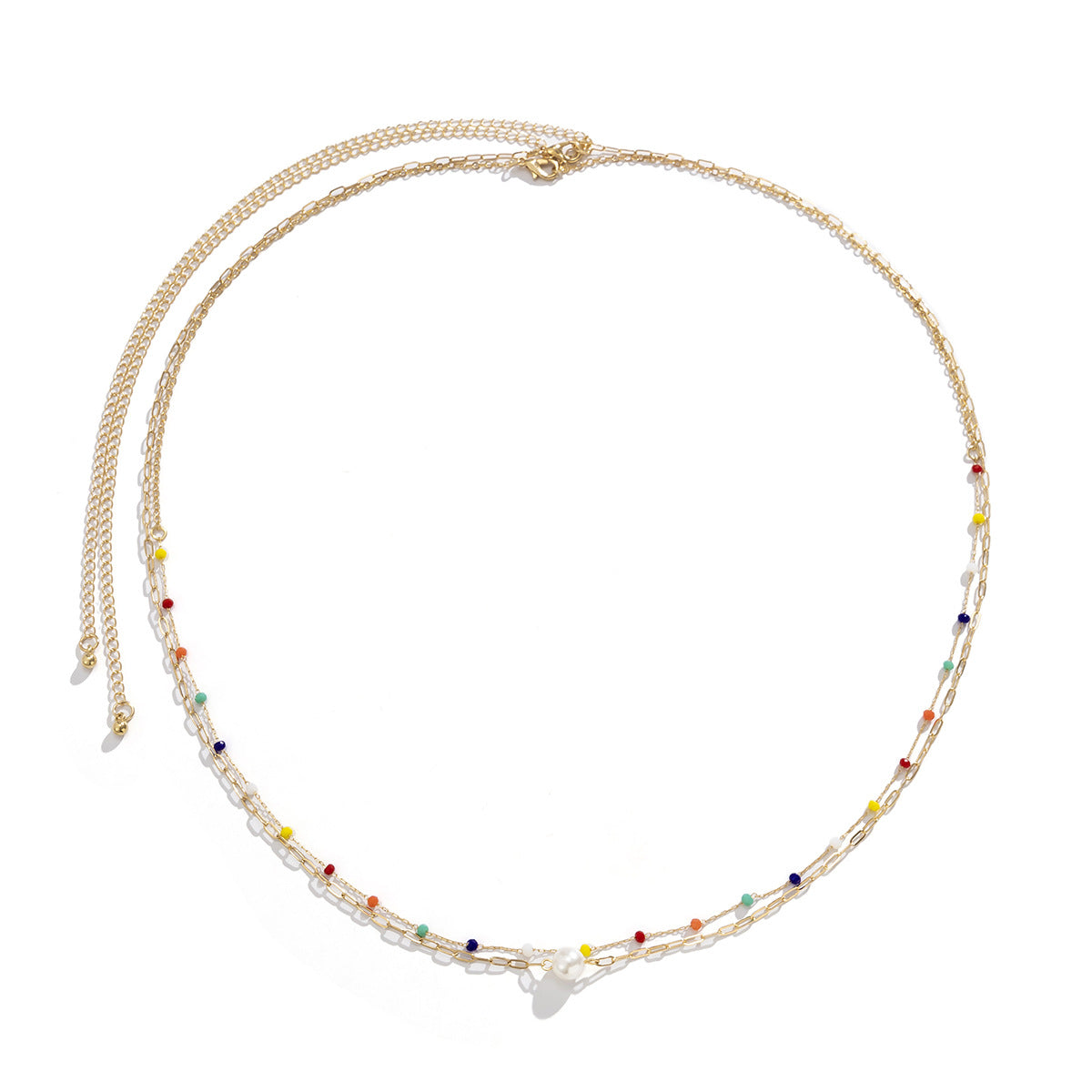 European and American Jewelry Cross-border Creative Thin Chain Body Chain With Imitation Crystal and Pearl Waist Chain