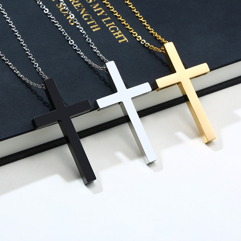 Cross-Border Supply Cross Necklace Stainless Steel Pendant