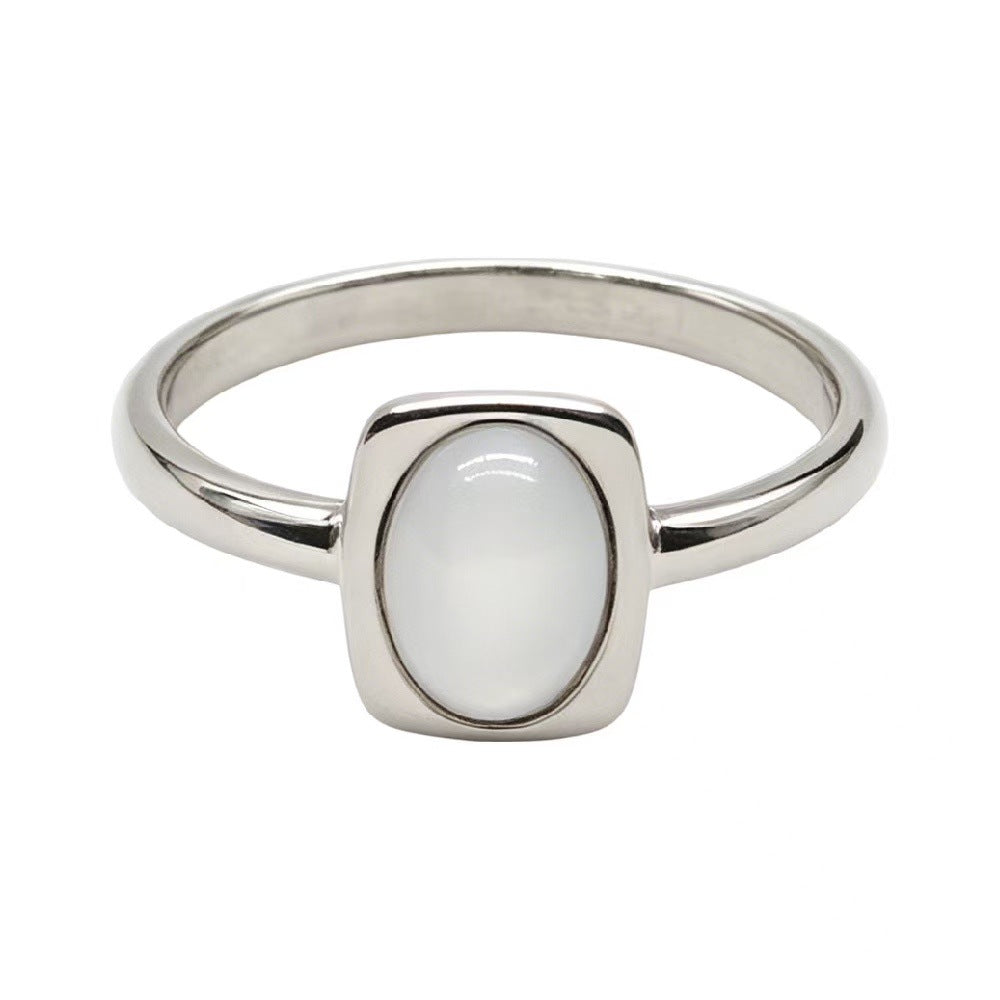 Colored Stone Titanium Steel Ring
