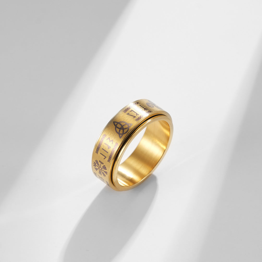 Planderful Viking Infinity Rotatable Stainless Steel Ring for Men and Women Unisex Gift