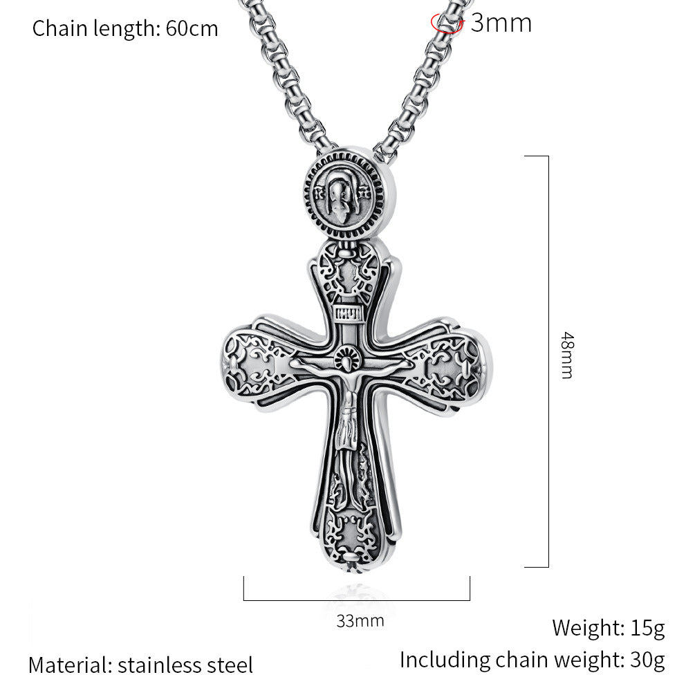 Planderful Gothic Saint Titanium Steel Pendant Necklace For Men And Women Unisex Retro Punk Jewelry
