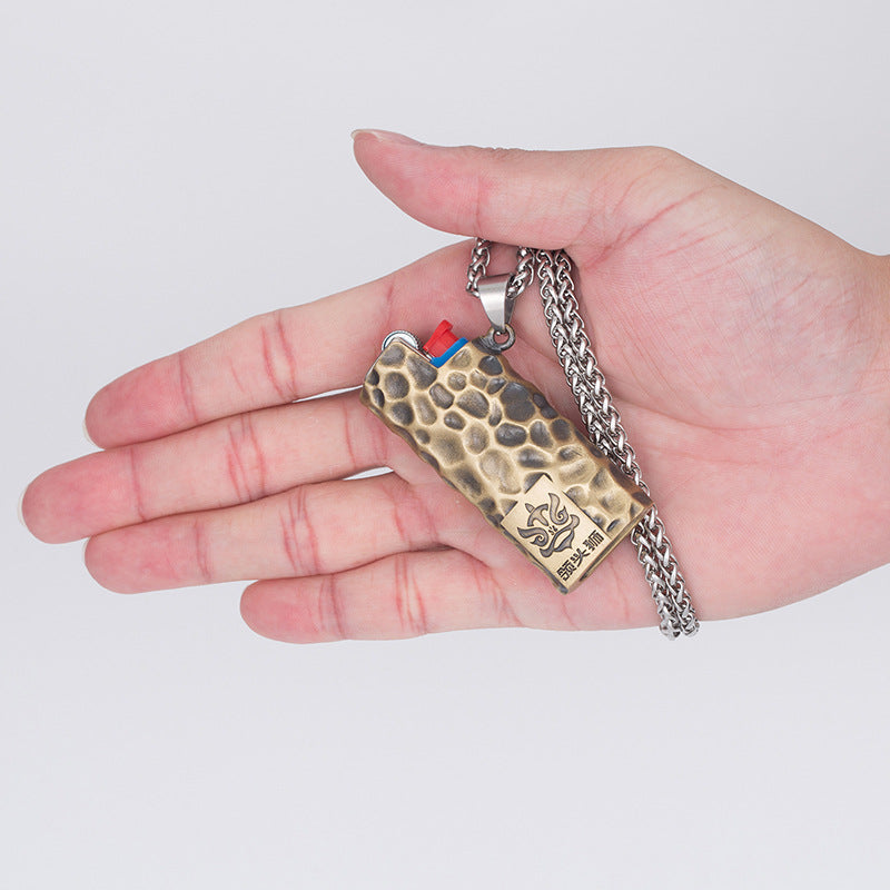 Titanium Steel Necklace Pendant – Vintage Lighter Pendant