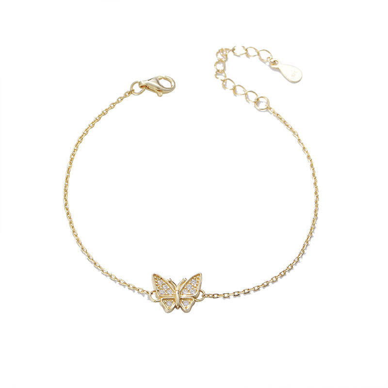 Original Design S925 Sterling Silver Zircon Butterfly Bracelet Inlaid Zircon Internet