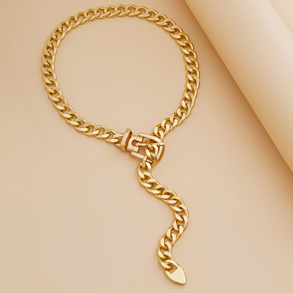 Punk Buckle Chain Statement Necklace