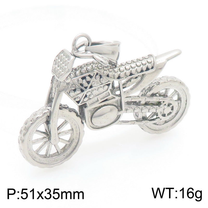 Style Skull Motorcycle Pendant, Punk Stainless Steel Trendy Man Truck Locomotive Pendant Necklace