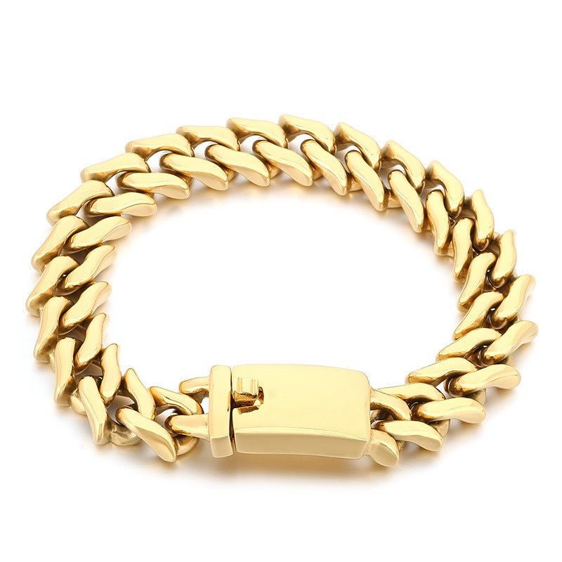 Niche – Smooth Surface 15mm Cuban Chain Stainless Steel Men's Bracelet