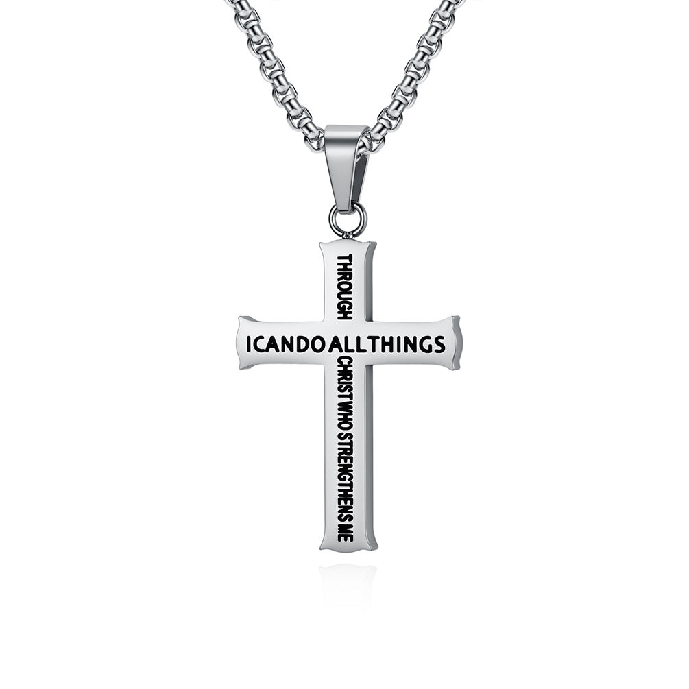 Planderful Cross Necklace Titanium Steel Durable For Men Urban Street Style Personality Pendant Bold Trendsetting Gear