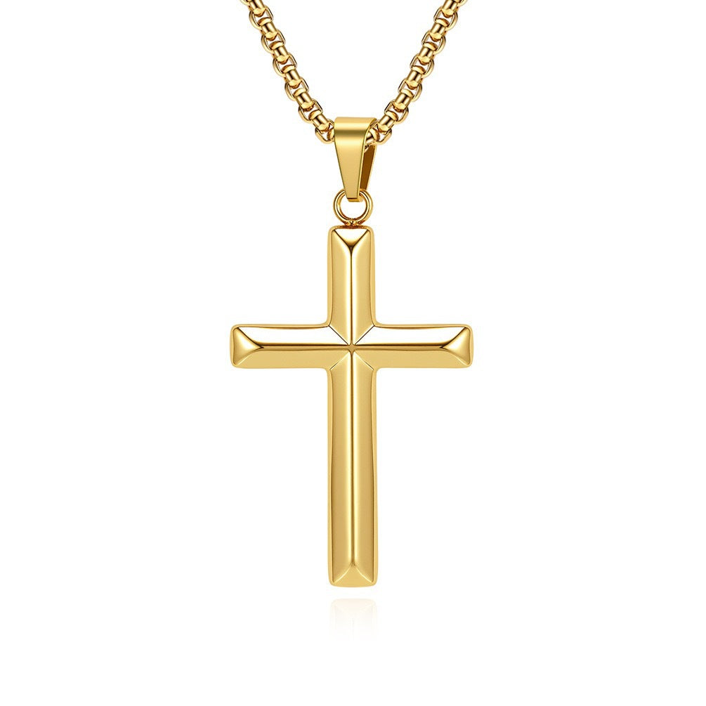 1. Planderful Titanium Steel Cross Pendant Necklace For Men, Hip Hop Style Jewelry Gift