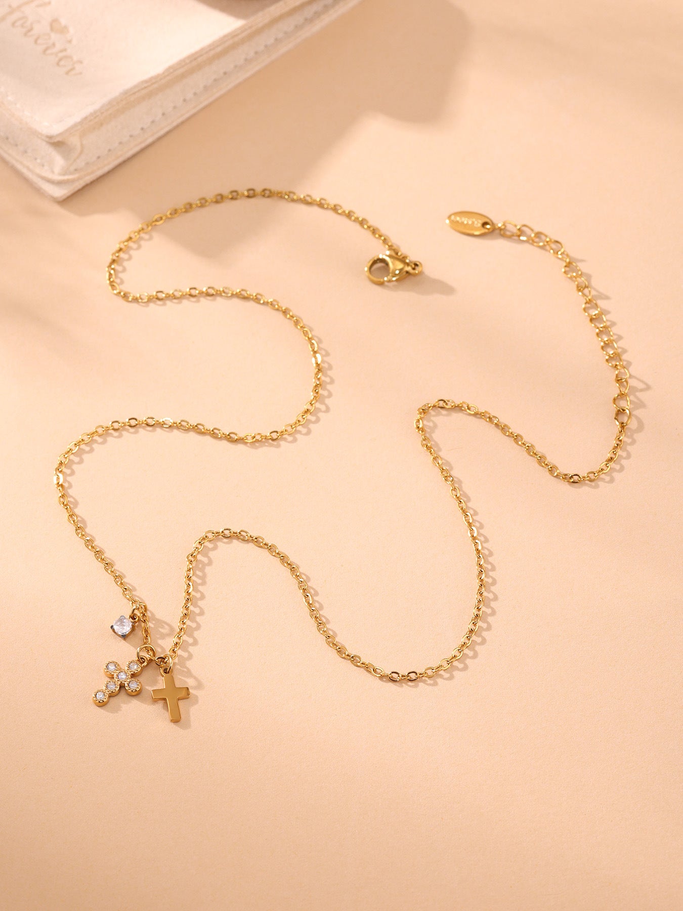Planderful Zircon Cross Clavicle Necklace Multi Layer Women