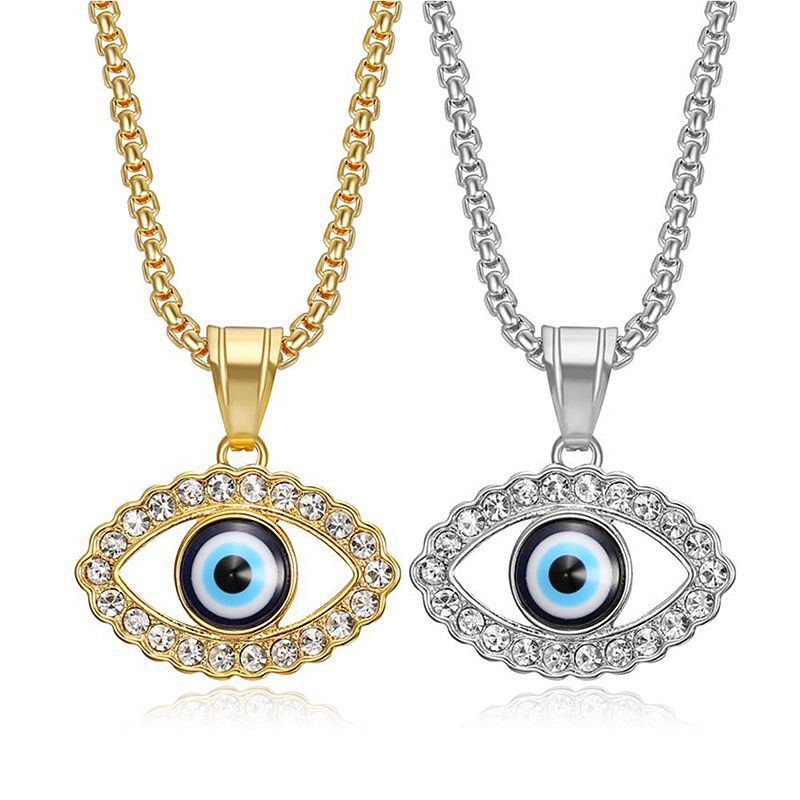 Steel Necklace - Statement Hip Hop Turkish Blue Eye Pendant