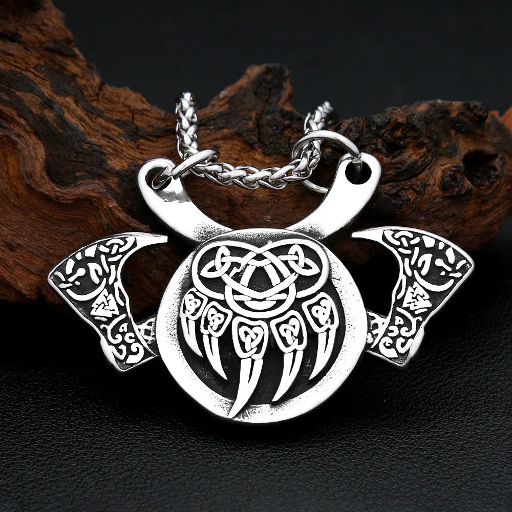 Celtic Viking Bat Stainless Steel Men's Pendant Necklace