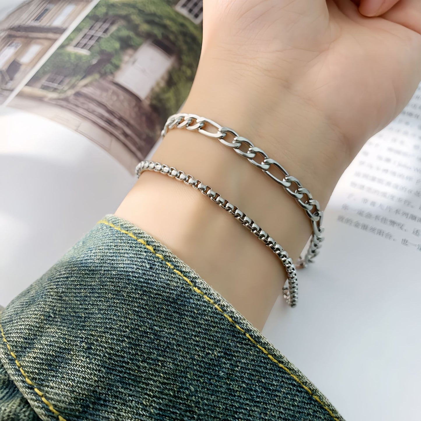 Planderful Jewelry Everyday Genie Two Piece Stainless Steel Bracelet Set For Couples