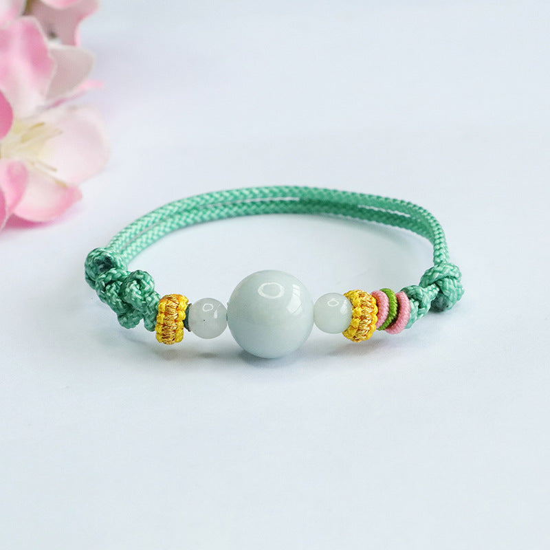 Jade Beaded Bracelet for Men and Women with Natural Sterling Silver