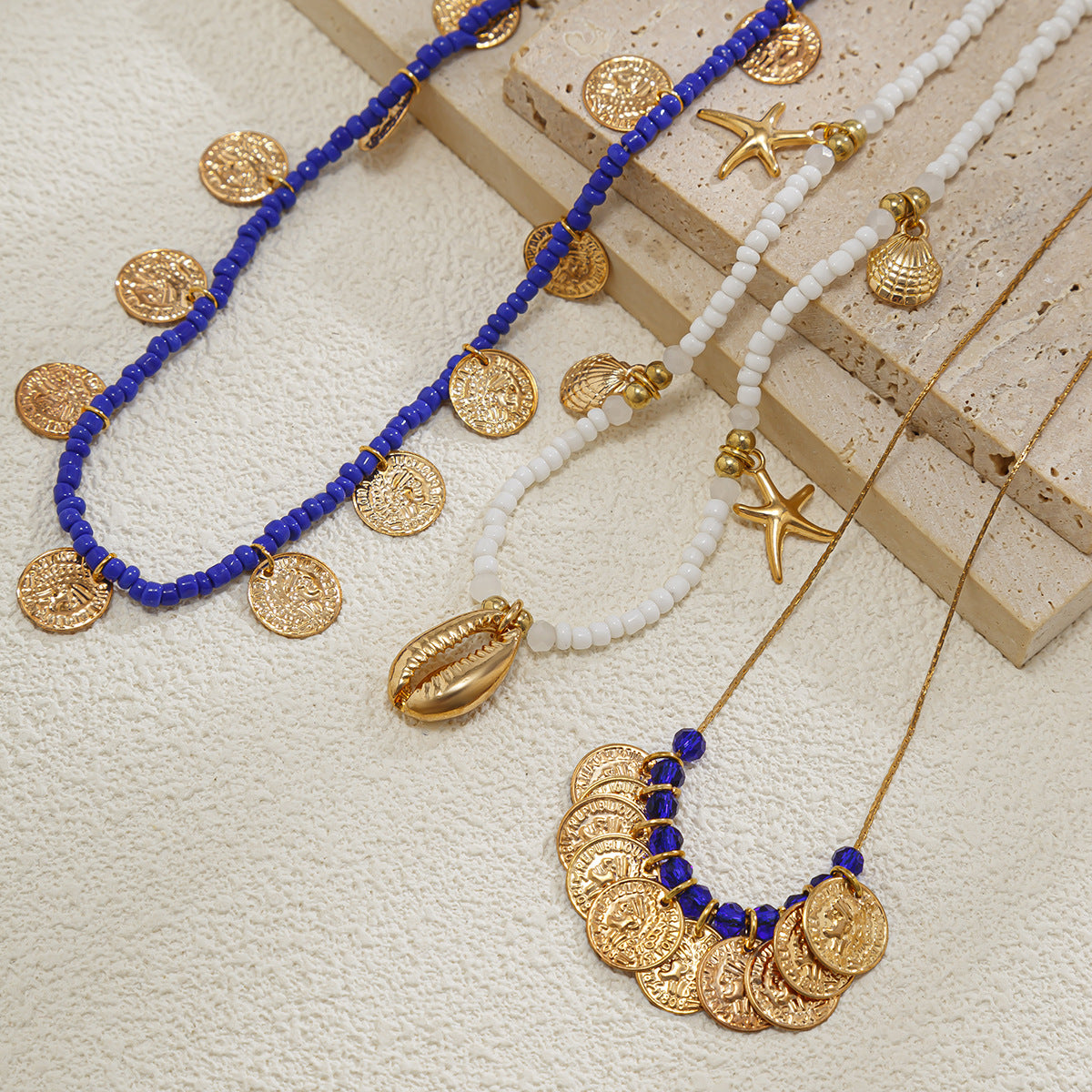 Vintage Portrait Coin Layered Necklace