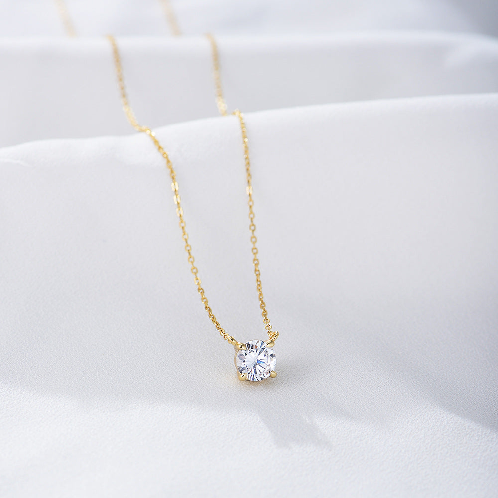 2022 Round Zircon Pendant Sterling Silver Necklace Design Sense