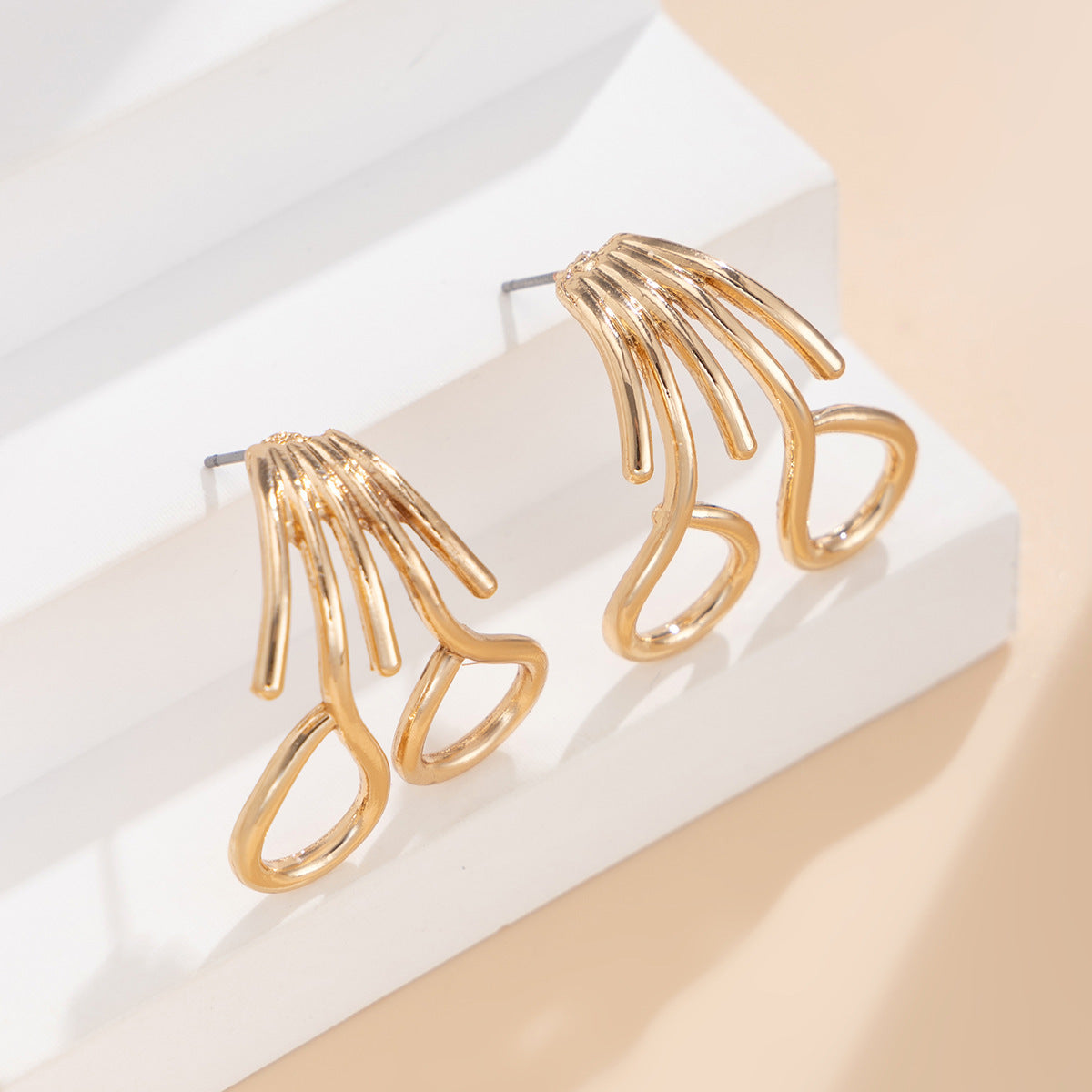Planderful Geometric Stripe Earrings Polished Metal Statement Jewelry For Women Vienna Verve