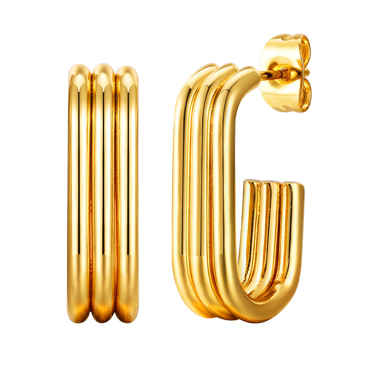 Modern Gold-Tone Stainless Steel Earrings