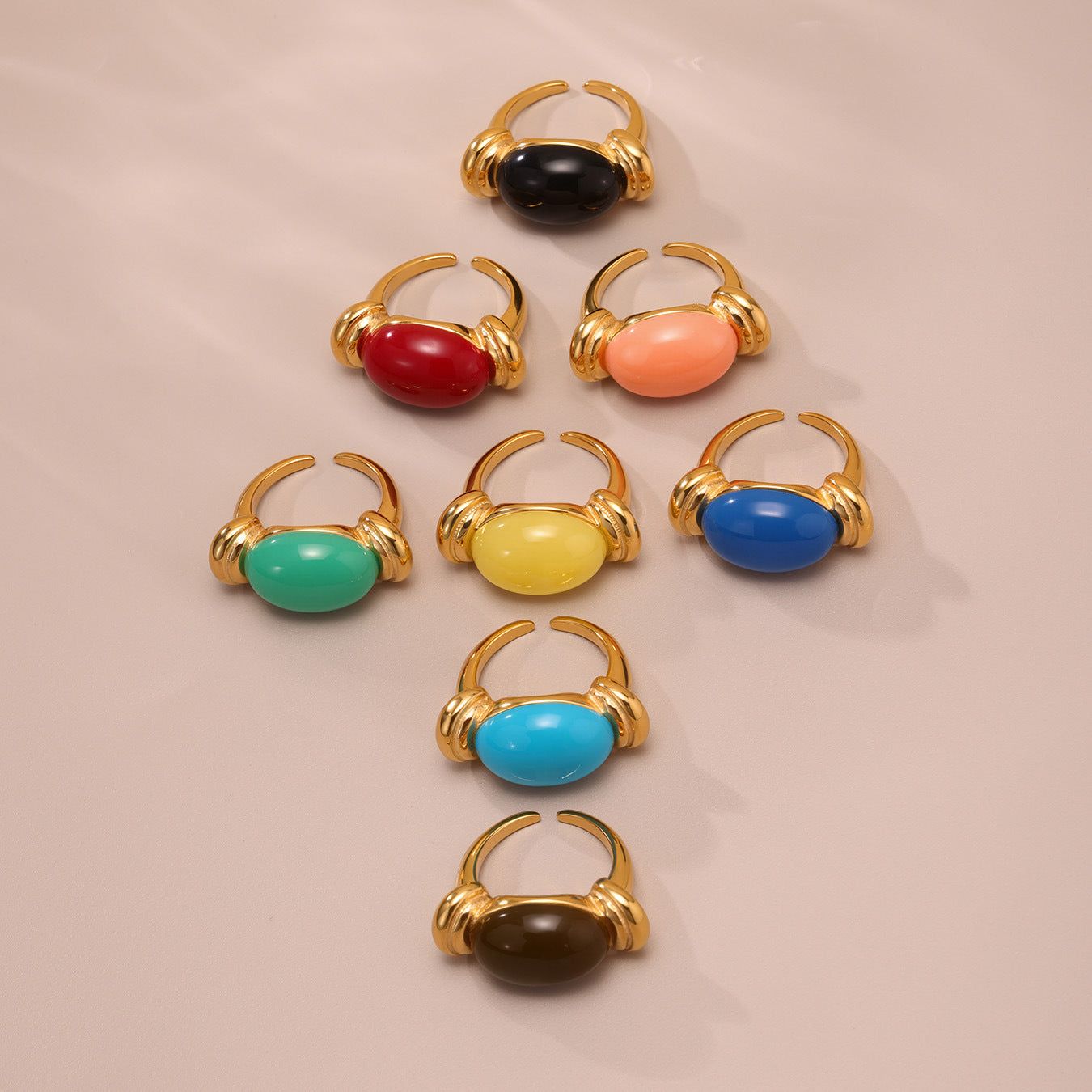 Planderful Oval Resin Ring Candy Color Women Fashion