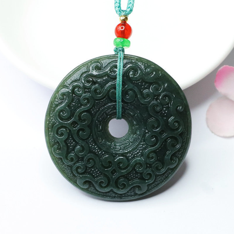 Taqing Hetian Jade Cloud Peace Buckle Pendant