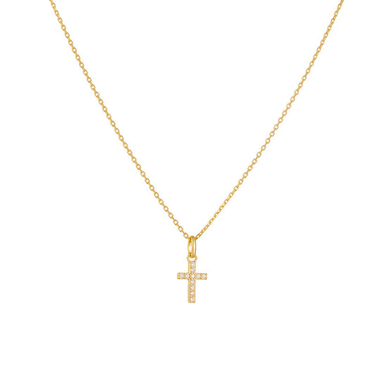 Zircon Cross Pendant Silver Necklace