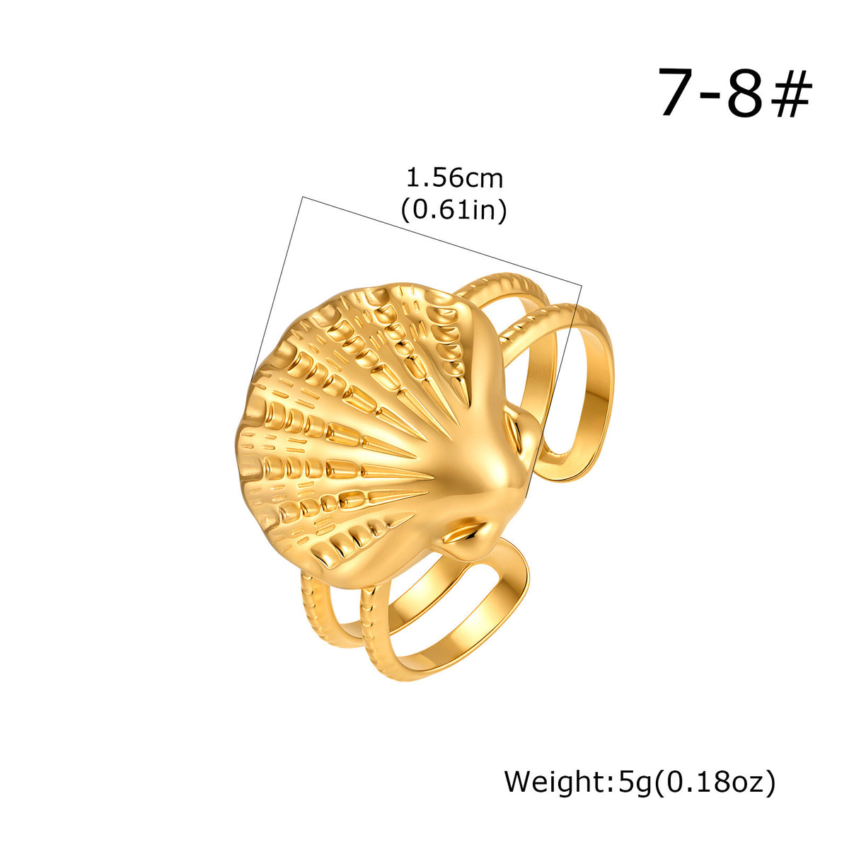 Hot-Selling Ocean Wind Stainless Steel Shell Texture Opening Ring