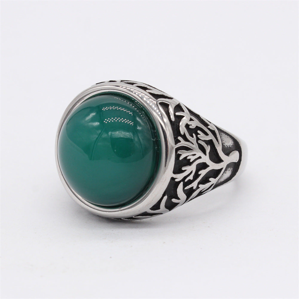 Titanium Steel Ring Unisex Vintage Life Tree Palace Style Protection Statement Jewelry Planderful