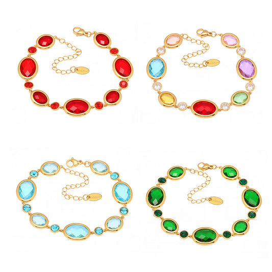 Planderful Dopamine Oval Czech Glass Bracelet For Women