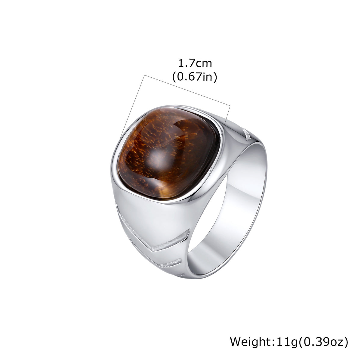 Europe & The United States Hot-Selling Stainless Steel Egg-Shaped Tiger's Eye Stone Ring