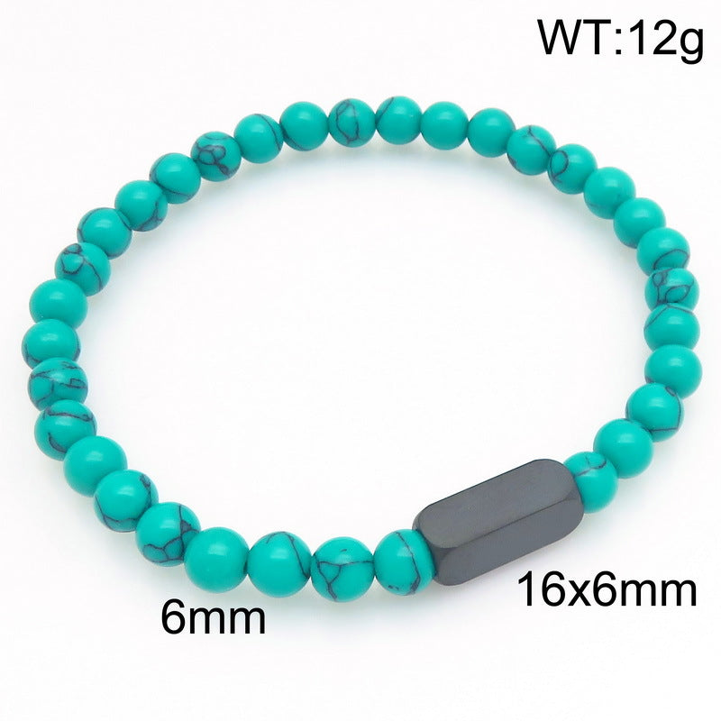 Stylish Stainless Steel Square Volcanic Stone Bracelet – Tiger's Eye Stone Matte Bead
