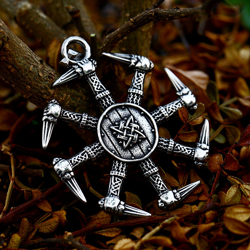 Titanium Steel Nordic Viking Rune Pendant - Retro Celtic Knot Design for Men in Wholesale
