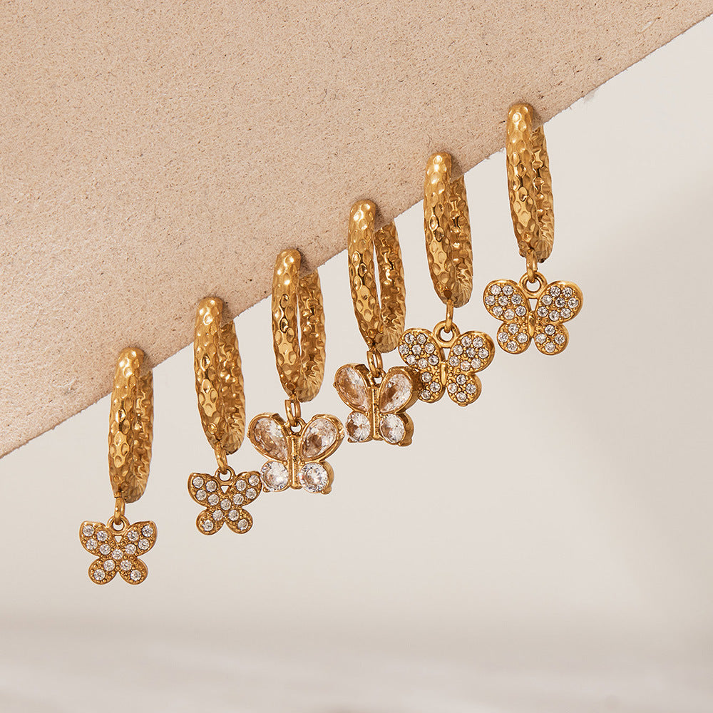 Planderful Zircon Earrings Butterfly Pendant For Fairy Fans