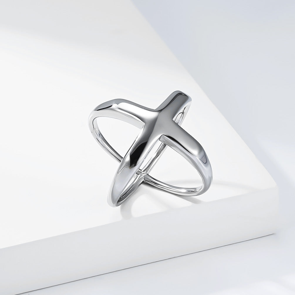Cross Geometric Stainless Steel Ring