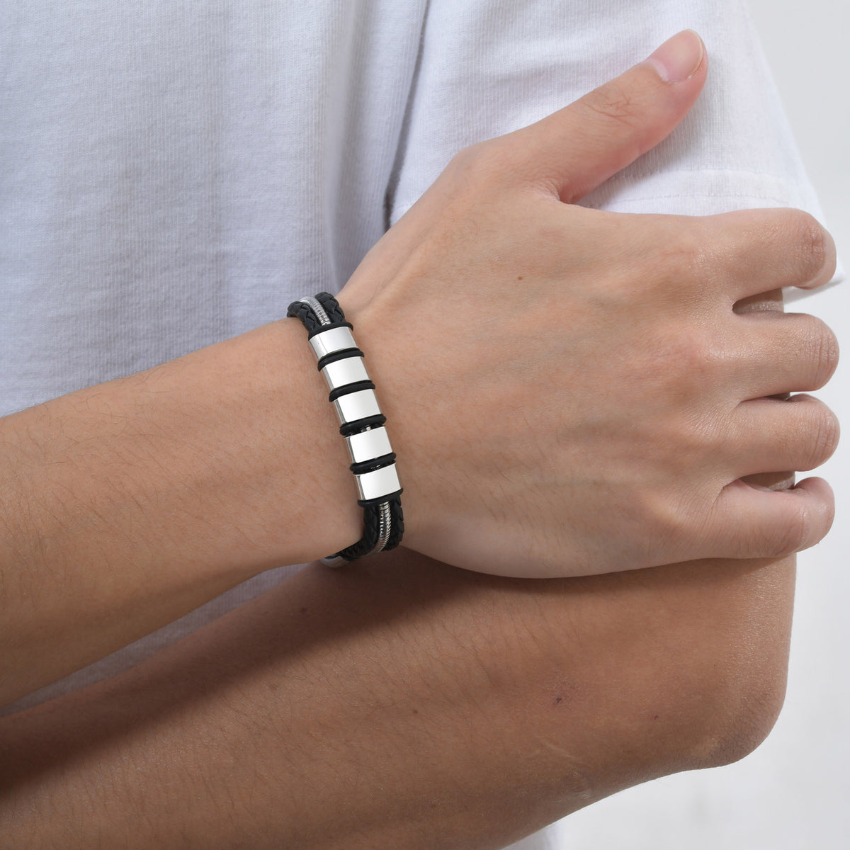 Vintage Black Stainless Steel Bracelet for Men