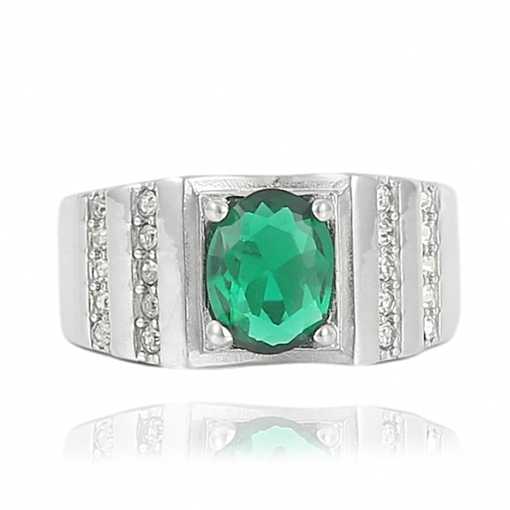 Trendy Personalized Multicolor Stone Titanium Steel Ring for Men and Women