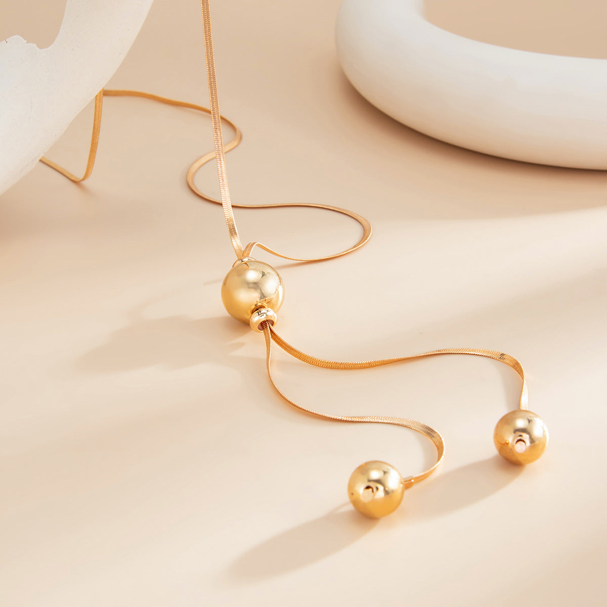 Adjustable Round Bead Y-Necklace